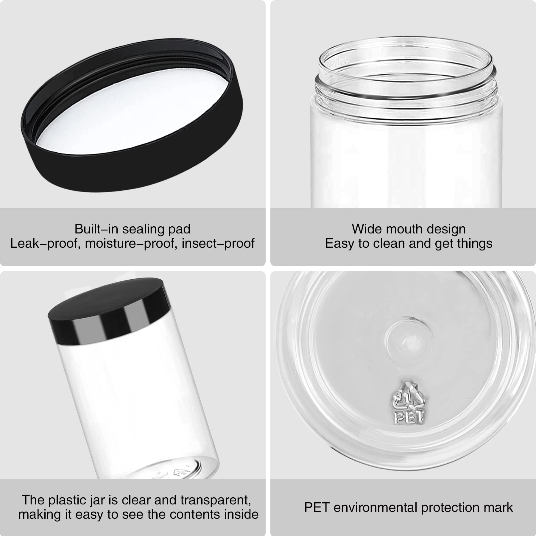 Plastic Jars With Lids 6Oz 42Pcs,Small Cosmetic Slime Containers Clear Travel Round Jars Empty Refillable Sample Containers Leak